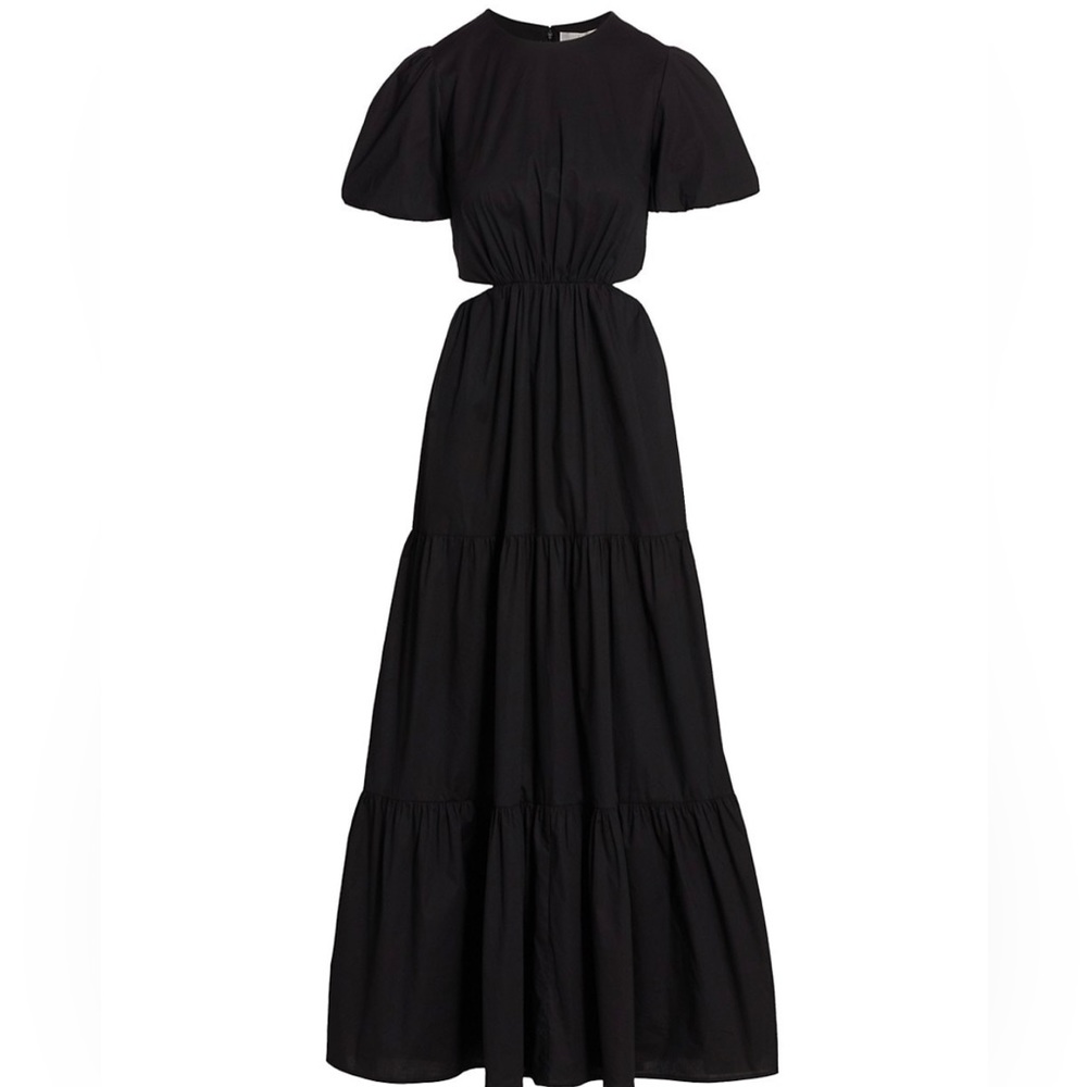 New - WAYF - Plaza Cutout Puff Sleeve Maxi Dress In Black